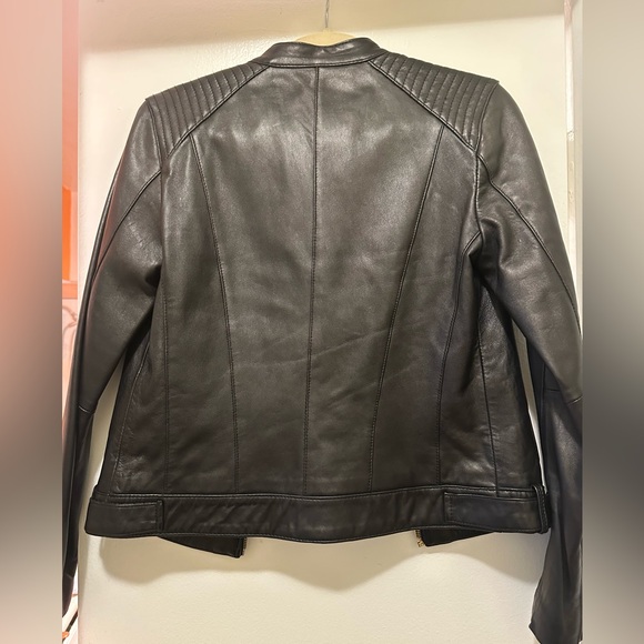 Cole Haan Black Leather Jacket - Picture 4 of 6